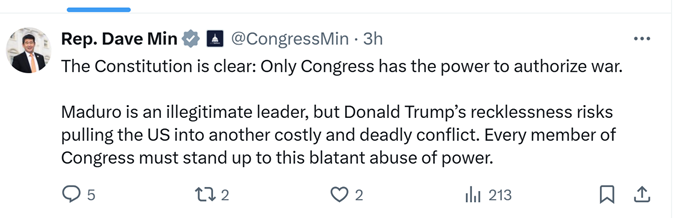 Dave Min’s Response to Maduro’s Capture is Absolutely BrainDead